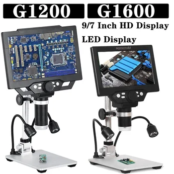 1600X Pramonės Skaitmeninis Mikroskopas Su 9/7Inch HD LED Vaizdo Ekranas G1600 G1200 Reguliuojamas PCB Remontas, Suvirinimo Įrankis