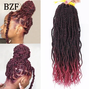 18 Colių Senegalo Twist Nėrimo Plaukų Pynės, 1B/Bordo Prieš Kilpinės Deivė Locs Crochets Kasytės Plaukų priauginimas Moterims