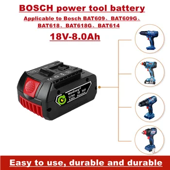 18V galios įrankis, akumuliatorius, rankinis grąžtas bateriją, 8.0 ah, tinka bat609, bat609g, bat618, bat618g,bat614,kurie parduodami kaip vienas baterija