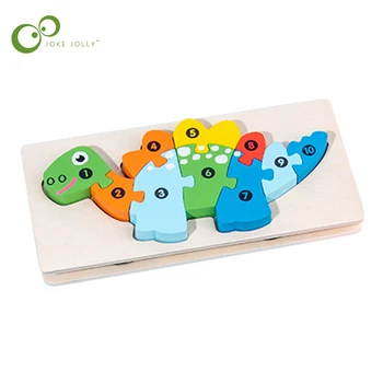 1PCS Medinės 3D Puzzle Žaislai, Dėlionės Žaidimai Dinozaurų Montessori Ankstyvojo Ugdymo Pažinimo Vaikų Skaičių, Formuoti Vaikams Dovanos TMZ