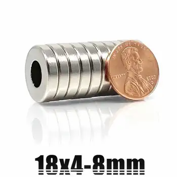 2/5/10/50/100vnt D18x4 Super Stiprus Apvalus Žiedas Magnetais (Neodimis 18mm x 4 mm Skylė: 8mm Retųjų Žemių N35 ndfeb Neodimio 18x4-8