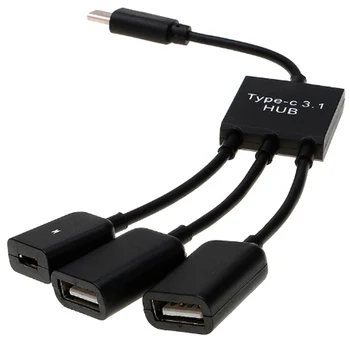2021 OTG 3/4 Uostų Tipas-C 3.1 Hub Power Įkrovimo Hub Kabelio Jungties Adapteris C Tipo Stebulės 3 USB 2.0 Port HUB Micro USB