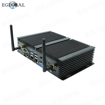 2022 Eglobal Pramonės Ventiliatoriaus Mini PC 2*LAN 6COM Intel Core i5 4278U / i7 4578U VGA HD 