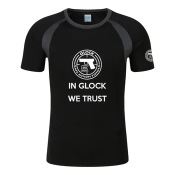 2023 Glock Pistoletas JAV Logotipas Vyrai T-Shirt Harajuku Animacinių filmų Letter Spausdinimo Raundo Kaklo Aukštos Kokybės Trumpas Rankovės Laisvi Vasarą Viršų