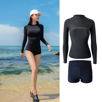 2023 Naujas Korėjiečių Moterų Rashguard Nardymo SuitSun Apsaugos Snorkeling Ilgas Rankovėmis Maudymosi Kostiumėlį Padalinta Medūzos Banglenčių Kostiumas Swimsuit