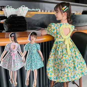 2023 Naujas Vasaros Kūdikių Mergaičių Spausdinti Gėlių Suknelės Vaikai Princesė Šalis Meilės Vestidos Mielas Suknelė Mergaitėms, Vaikams, Mokyklos Drabužiai