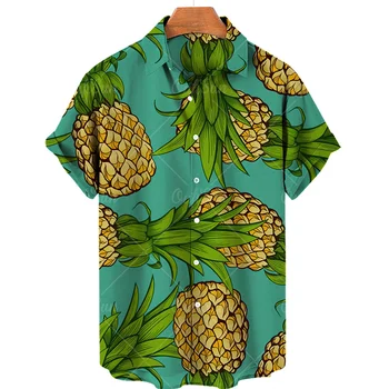 2023 Vasaros Nauji vyriški Marškiniai Vaisių Havajų Shirtd Camicias Atsitiktinis Vieną Mygtuką Visų rungtynių Marškinėliai 3d Spausdinimo Trumpas rankovėmis Viršūnes