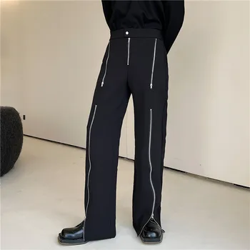 2023Casual Vyrų Kelnės Multi-užtrauktukas Vyrų Kostiumas Tinka Slim Streetwear Mados Hip-Hop, Punk Kelnės Net Garsenybių Vyras