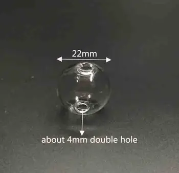 22mm aišku, apvalūs stiklai pasaulyje burbulas su 3mm dviguba anga stiklo buteliukas pandent stiklo butelis, mada, PASIDARYK pats karoliai aksesuaras 10vnt