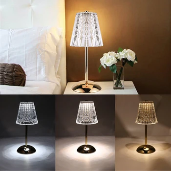 3 Spalvų LED Kristalų Lempos šviesos srautą galima reguliuoti Touch Stalo Lempa Įkrovimo Romantiška Belaidžio Kūrybos Akrilo, Miegamojo Kambarį