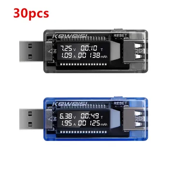 30Pcs/Set USB Testeris Srovė Įkroviklio Talpa Testeris Voltų Srovės voltmetras Mobiliojo Energijos Detektorių Akumuliatoriaus Testas