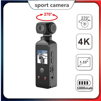 4K sporto pocket vaizdo kameros Vaizdo Kameros Mikrofono Linijos Sąsają 270 laipsnių besisukantis lęšis Kameros Mažų ir nešiojamų