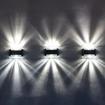 4Pcs Naudinga su Šviesos Jutiklis Saulės Sienos Žibintai Automatinis Įkrovimo Saulės energija varomas LED Sienos šviečia Žemyn Dekoratyvinės Lempos