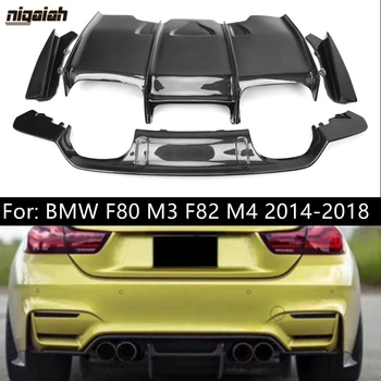 4pcs PSM Stiliaus Anglies Pluošto Galinis Lip Difuzorius BMW M3 M4 Serijos F80 F82 Sedanas PSM Stiliaus Automobilių Galinis Difuzorius. 2014 m. 2015 m. 2016 +