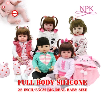 55CM full body minkšto silikono nekilnojamojo baby dydis atgimsta vaikiška mergaitė princesė lėlės vonios žaislas Bonecas mergina menina de silikono