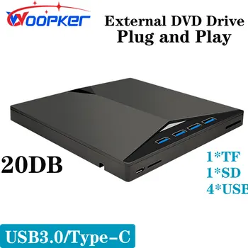 6-in-1 Išorinis DVD Grotuvas USB3.0/Tipas-C Portable CD Recorder DVD RW Paramos Win 7 8 10 11 Sistemą, Plug and Play 20 dB