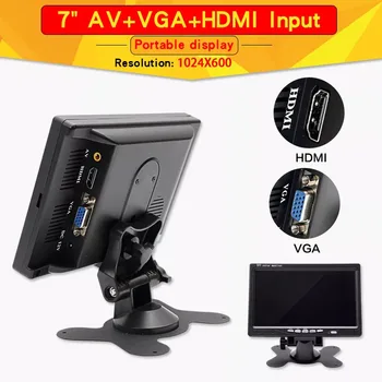 7-colių Nešiojamasis ekranas 1024x600 IPS ekranas, garso ir vaizdo kamera stebi Inžinerijos sunkvežimių derliaus nuėmimo HDMI suderinamus VGA D-SUB