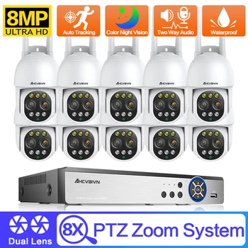 8MP Belaidės Vaizdo Stebėjimo Komplektas 4K NVR VAIZDO IP Kamera, WiFi PTZ Apsaugos Sistemos H. 265 Plug&Play Namų Dome Cam 10CH XMeye