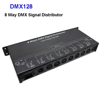 AC 110V~220V DMX128 8 Kanalų DMX valdytojas/stiprintuvai/Splitter/DMX signalo kartotuvas/8 išvesties prievadai DMX signalo skirstytuvas