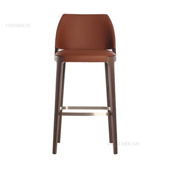 Amerikos Medžio masyvo Baro Kėdės, Baro Baldai Modernus Minimalistinio Front Desk Chair Šiaurės Dizaineris Šviesos Prabanga Aukštos Baro Kėdės