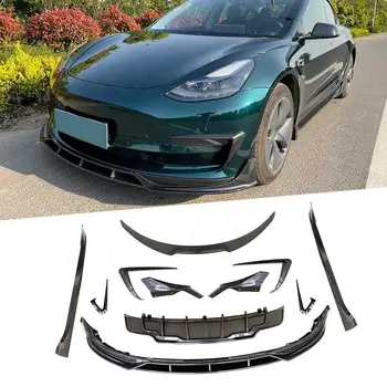 Anglies Pluošto/ABS Tesla Model 3 Automobilių Bodykit Bamperio Lip Galinis Difuzorius slenksciai Rokeris Plokštės Galinis Spoileris