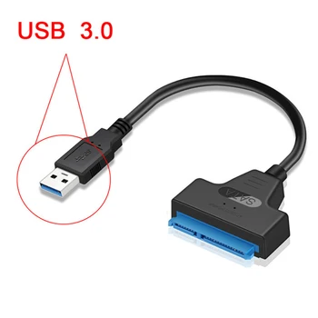 Aparatūros kabelis USB3.0 SATA adapterio kabelis, skirtas prijungti HDD kietieji diskai ir 2.5 SSD kietojo kūno diskai prie kompiuterio