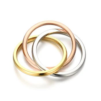 Apvalus žiedas womenThin nerūdijančio plieno vestuvinį žiedą, paprastas bižuterijos wholesaleThree-spalva nerūdijančio plieno žiedas