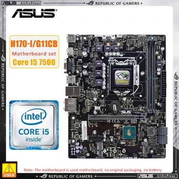 ASUS H170-I/G11CB +I5 7500 cpu LGA 1151 Plokštė rinkinys DDR4x2 32GB Intel H170 pagrindinė Plokštė USB3.0 Micro ATX