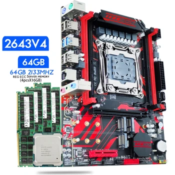 Atermiter X99 D4 Plokštė Rinkinys su Xeon E5 2643 V4 LGA2011-3 CPU 4pcs X 16 GB = 64GB 2133MHz DDR4 REG ECC RAM Atmintis