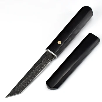 Aukštos kokybės damasko plieno peilis super sharp lauko nešiojamas kišenėje peilis kempingas fiksuotu peiliai su ebony rankenos apvalkalas