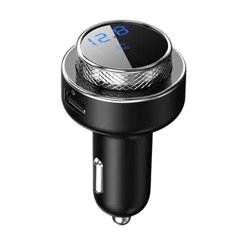 Automobilio Adapteris su Mikrofonu QC3.0 spartusis įkrovimas Erdvinio Garso Cigarečių Žiebtuvėlis su LED Voltmeter Automobilinis Įkroviklis MP3 Muzikos Grotuvas