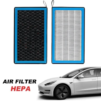Automobilio Oro Filtro ir HEPA Oro Kondicionierius Tesla Modelis 3 Modelis Y Didelis Srautas Oro filtras su aktyvuotos Anglies, 2 Pak