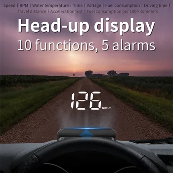 Automobilių HUD Head-Up Display OBD2 Modelio Automobilių Stiliaus greičio viršijimo Įspėjimo prekinis, galinis Stiklo Projektorius, Signalizacijos Sistemos, Auto Aksesuarai M5