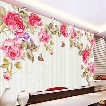 beibehang 3d custom foto tapetai, sienų freskomis sienų lipdukai Rankomis dažyti rožės, TV foną, papel de parede para quarto