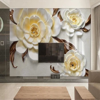 beibehang prabangūs tapetai Individualų aliejaus tapybai raižyti camellia paramos foto tapetai, TV foną, apdaila, tapetai