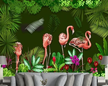 beibehang tapetai Lipdukas šiaurės rainforest bananų lapų flamingo namų puošybai fone 3d sienų tapetai, tapetai, 3d