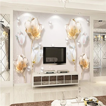 beibehang Užsakymą 3D tapetai paramos naujas Kinų stiliaus tulpių papuošalai trimatis sienos dekoratyvinis dažymas 3d tapetai