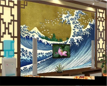 beibehang Užsakymą abstrakčiai japonų stiliaus ukiyo-e, jūros bangų dekoratyvinis TV foną tapetai sienos 3 d papel de parede