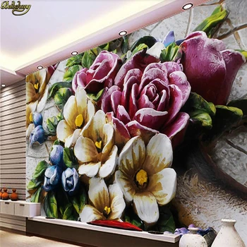 beibehang Užsakymą Foto Tapetai, Freskos 3D Gėlių Įspaudų Siena Europos stiliaus Sienų Reljefinis Dekoratyvinis Dažymas papel de parede