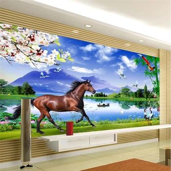 beibehang Užsakymą tapetai freskomis Bet kokio dydžio foto HD arkliai kraštovaizdžio vandens svetainė, miegamasis, sofa fono sienos tapetai