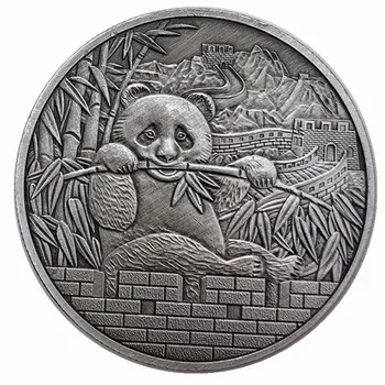 Big Panda Monetos Baobao Kinija Proginių Monetų Kolekcija Meno Dovana Juoda ir balta Meška