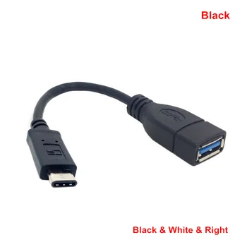 Black & White Grįžtamasis Straight & 90 Laipsnių Dešinę Kampu USB-C USB 3.1 C Tipo Male Jungtis prie Moterų OTG Kabeliu 10cm