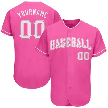 Custom Rožinė Beisbolo Jersey Vyrų ir Moterų Skyriuje Marškinėliai 3D Atspausdintas Marškinėliai Atsitiktinis Komandos Marškinėliai Hip-Hop Unisex Viršūnės