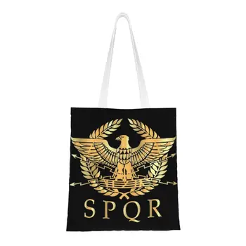 Custom Vintage Gold Romos Imperijos, Bizantijos Erelio Emblema Drobės Pirkinių Maišeliai Moterų Patvarus Bakalėjos Romos SPQR Nešti Shopper Bags