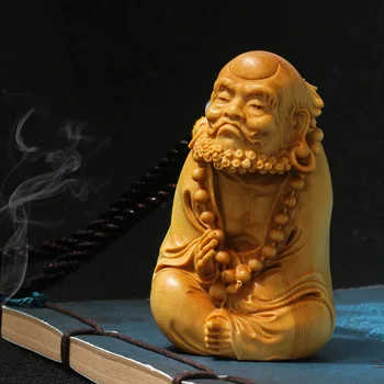 Damo Vienuolis Boxwood Drožyba Dharmos Budos Statulėlės Mažosios Skulptūros Feng Shui Namų Dekoro Stalo Dekoro Kolekcines Meno