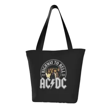 Derliaus Roko AC DC Apsipirkti Totalizator Krepšiai Moterų Sunkiosios Muzikos Grupė Drobės Peties Shopper Bags Didelių Pajėgumų Rankinės