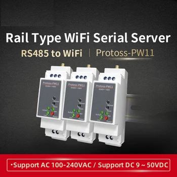 DIN-Rail Nuoseklusis prievadas RS-485 WiFi Keitiklis Serijos Serverio Protoss-PW11 Paramos Modbus TCP į RTU