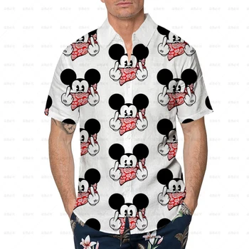 Disney Mickey Visą Spausdinti Trumpas Rankovės Marškinėliai vyriški Vasarą Cartoon Prarasti Havajų korėjos Stiliaus Gatvės Hip-Hop Pora Mados Marškinėliai