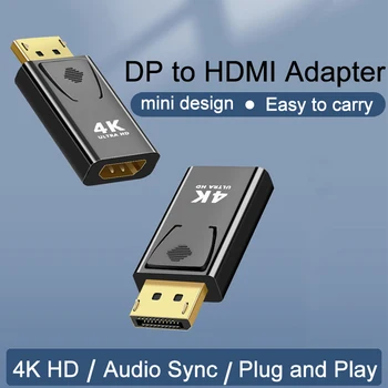 DisplayPort į HDMI Adapteris, Suderinamas 4K 1080P Vyrų ir Moterų HD DP HDMI Vaizdo Garso Kabelis PC TV Nešiojamas Projektorius