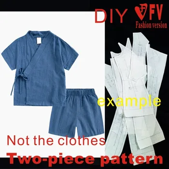 Drabužių popieriaus modelio Vaikų drabužių Hanfu striukė + kelnės nustatyti siuvimo brėžinius, 1:1, fizinės popieriaus modelio CTH4